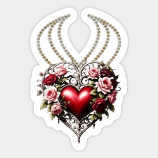 Noble gothic heart with flowers Sticker